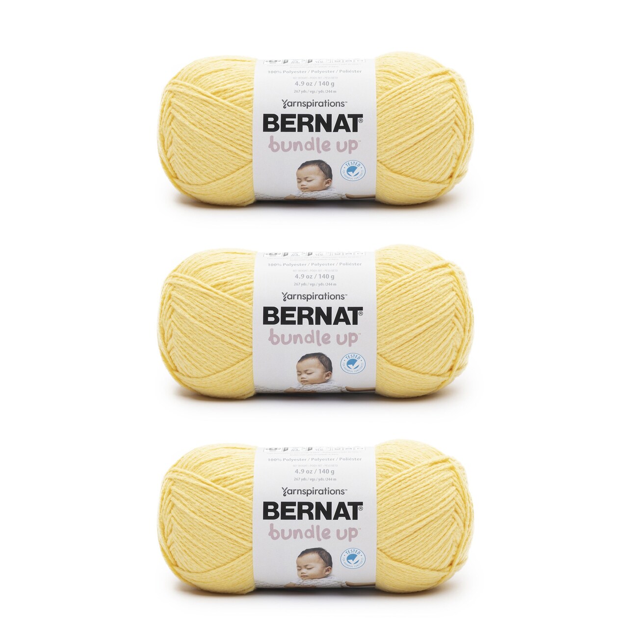 Bernat Bundle Up Duckling Yarn - 3 Pack of 141g/5oz - Polyester - 4 Medium (Worsted) - 267 Yards - Knitting/Crochet